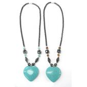18inch Big Turquoise Heart Hematite Necklace Chain